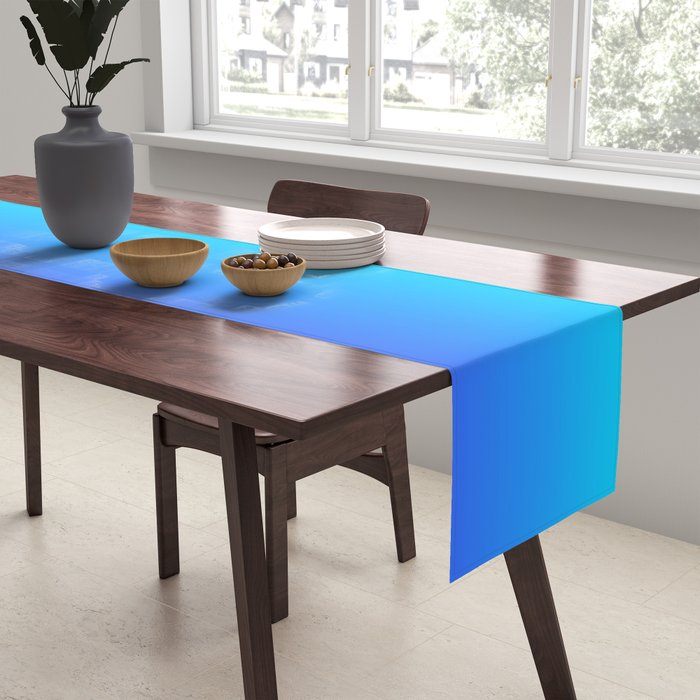 Neon Blue and Bright Neon Aqua Ombré Shade Color Fade Table Runner Gallery Image 2