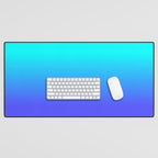 Neon Blue and Bright Neon Aqua Ombré Shade Color Fade Desk Mat Gallery Image 1