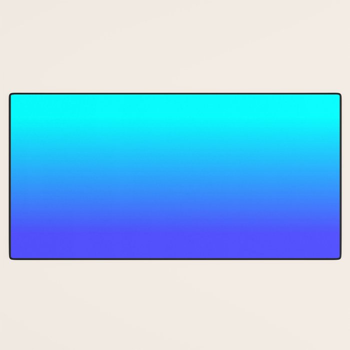 Neon Blue and Bright Neon Aqua Ombré Shade Color Fade Desk Mat Gallery Image 3