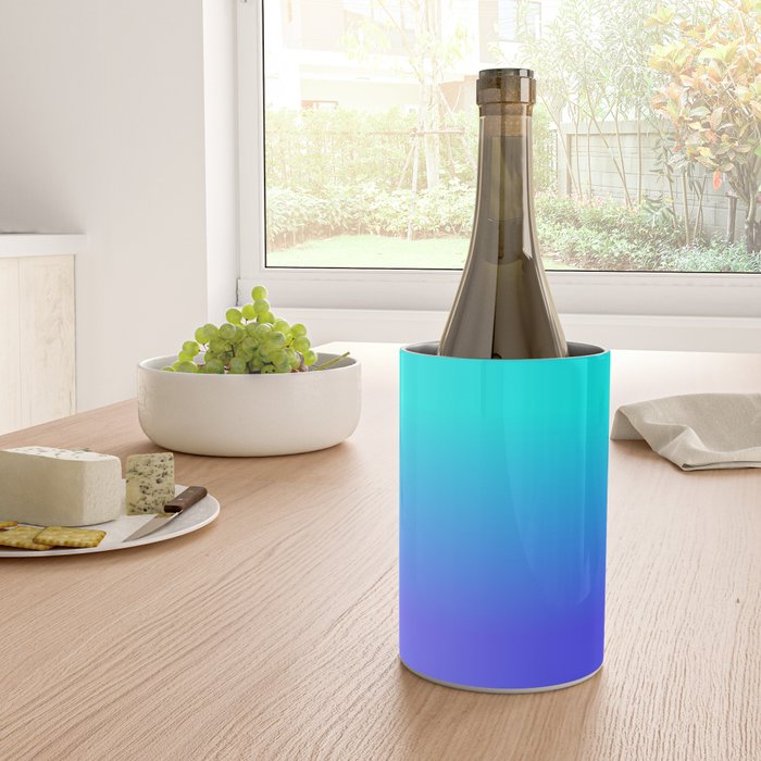 Neon Blue and Bright Neon Aqua Ombré Shade Color Fade Wine Chiller Gallery Image 4
