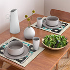 Mid Century Modern Square Dot Pattern 593 Black and Turquoise Placemat Gallery Image 2