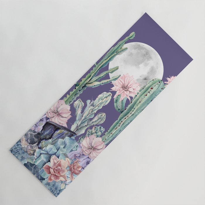 Desert Cactus Full Moon Succulent Garden on Purple Yoga Mat Gallery Image 1