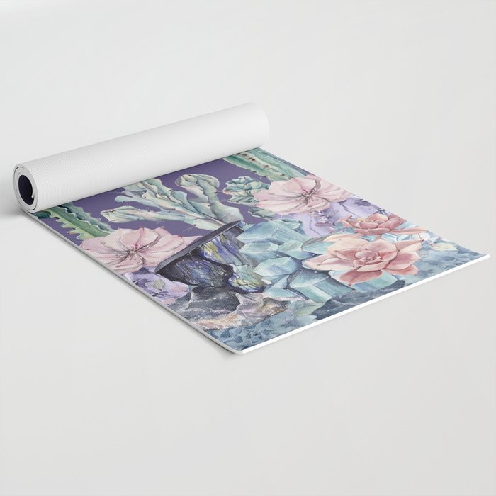 Desert Cactus Full Moon Succulent Garden on Purple Yoga Mat Gallery Image 2