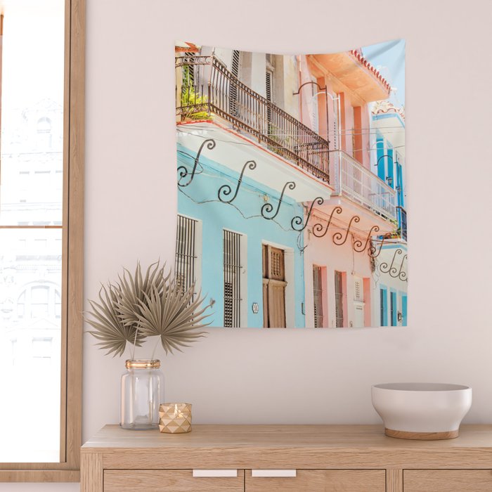 Caribbean Color - Havana Cuba Travel Photography Wall Tapestry Gallery Image 2