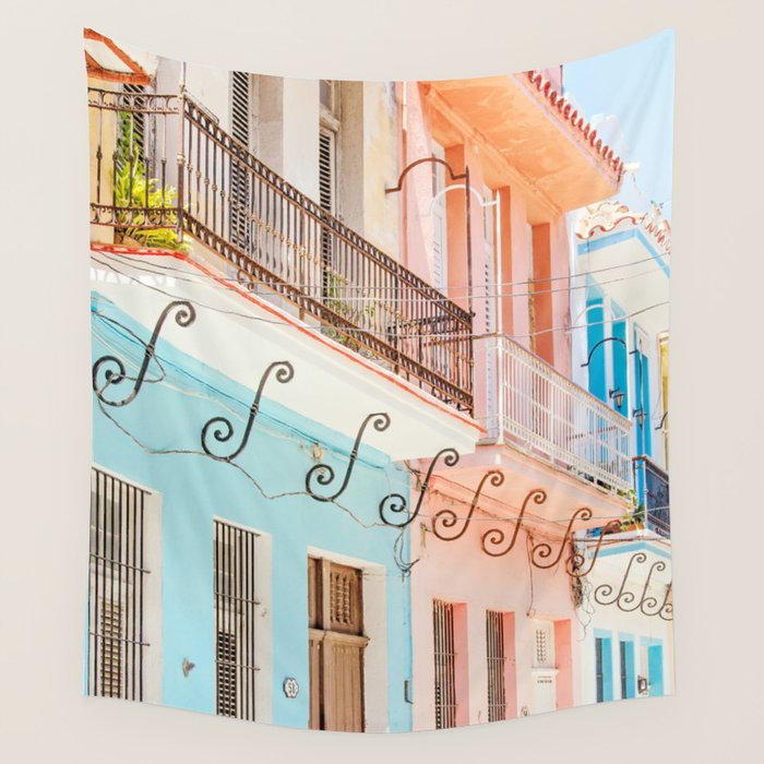 Caribbean Color - Havana Cuba Travel Photography Wall Tapestry Gallery Image 1