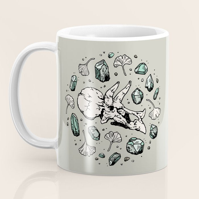 Triceratops Rocks! | Aquamarine | Dinosaur Skull Fossil Art Coffee Mug Gallery Image 3