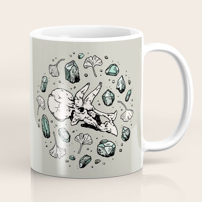 Triceratops Rocks! | Aquamarine | Dinosaur Skull Fossil Art Coffee Mug Gallery Image 1
