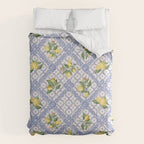 Mediterranean citrus, lemons on blue ceramic tiles Comforter Gallery Image 6