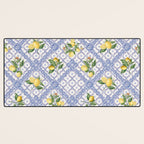Mediterranean citrus, lemons on blue ceramic tiles Desk Mat Gallery Image 3