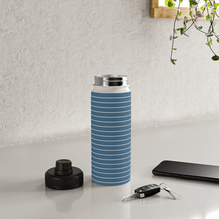 Minimal Arch XXXIV Nautical Blue Modern Geometric Lines Water Bottle Gallery Image 4
