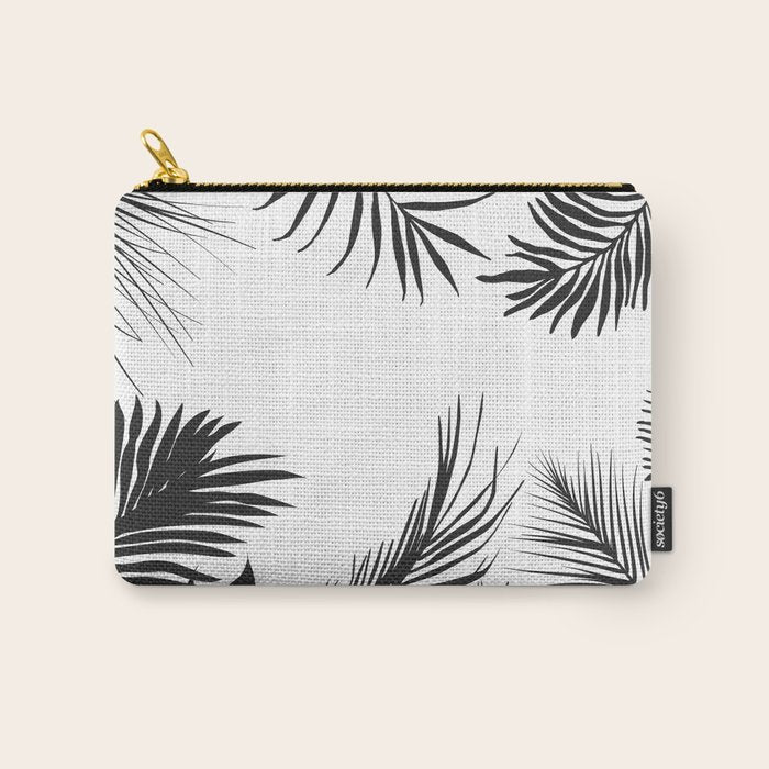 Black And White Palm Leaves Carry All Pouch Gallery Image 1