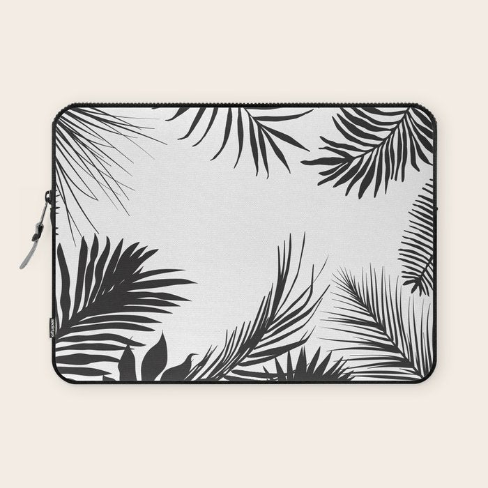 Black And White Palm Leaves Laptop Sleeve Gallery Image 1