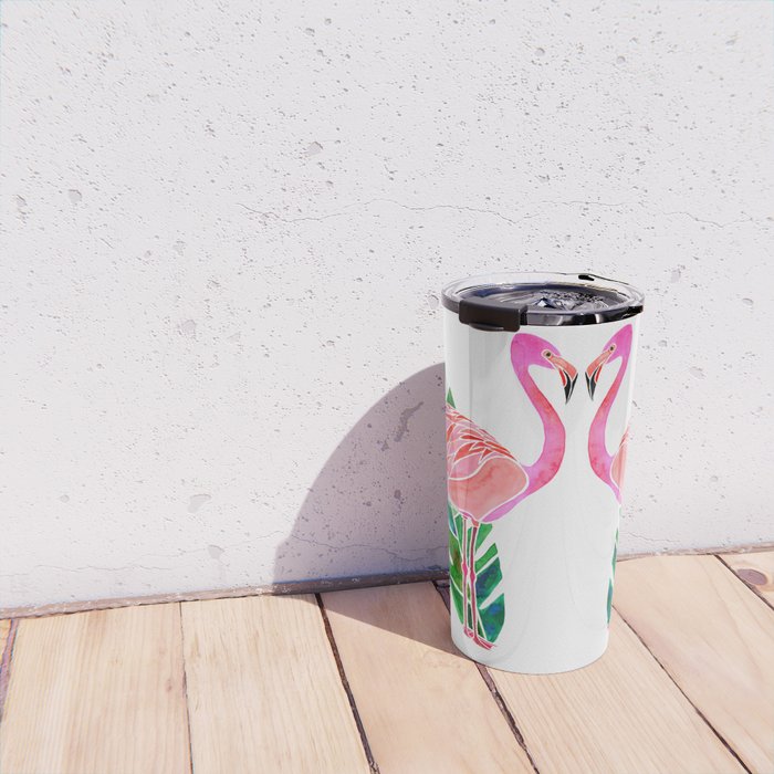 Flamingo and Banana Leaf Travel Mug Gallery Image 4