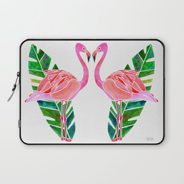 Flamingo and Banana Leaf Laptop Sleeve Gallery Image 1