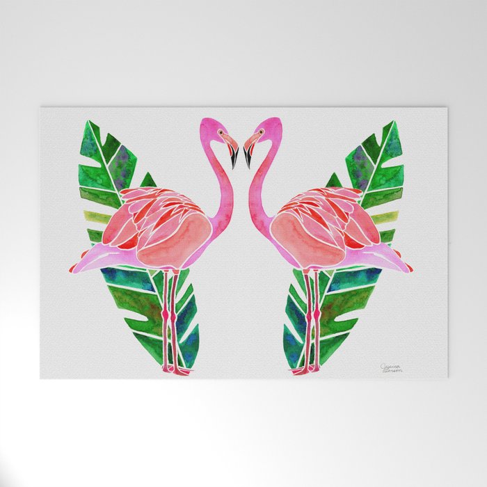 Flamingo and Banana Leaf Welcome Mat Gallery Image 1