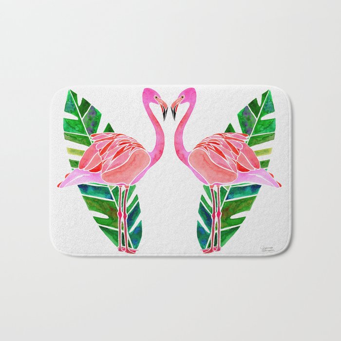 Flamingo and Banana Leaf Bath Mat Gallery Image 1