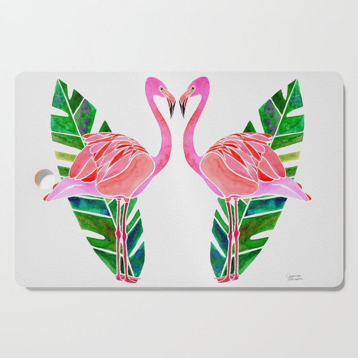 Flamingo and Banana Leaf Cutting Board Gallery Image 1