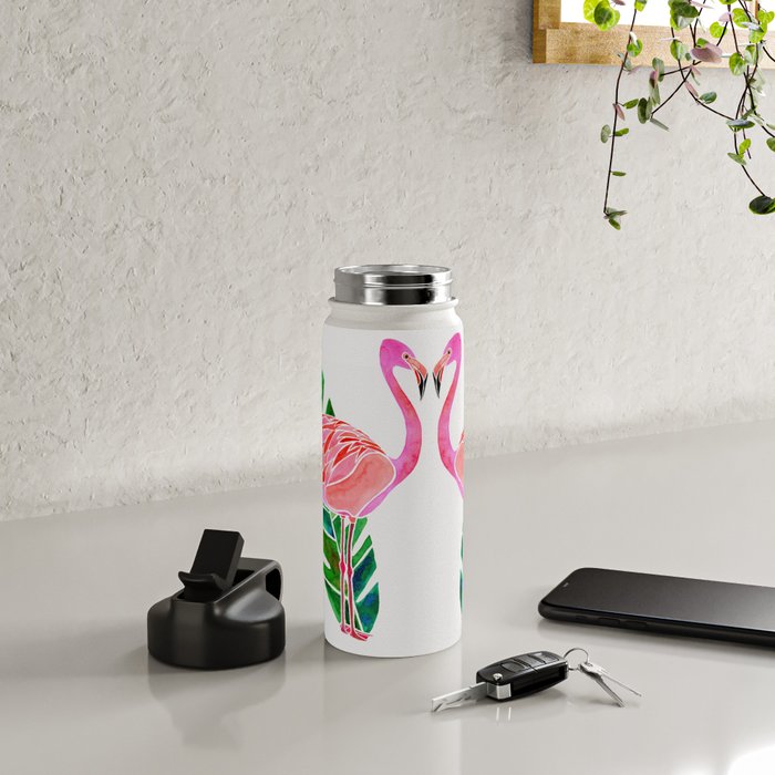 Flamingo and Banana Leaf Water Bottle Gallery Image 4