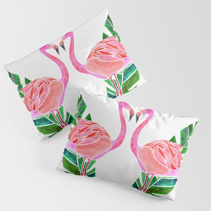 Flamingo and Banana Leaf Pillow Sham Gallery Image 3