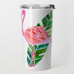 Flamingo and Banana Leaf Travel Mug Gallery Image 2