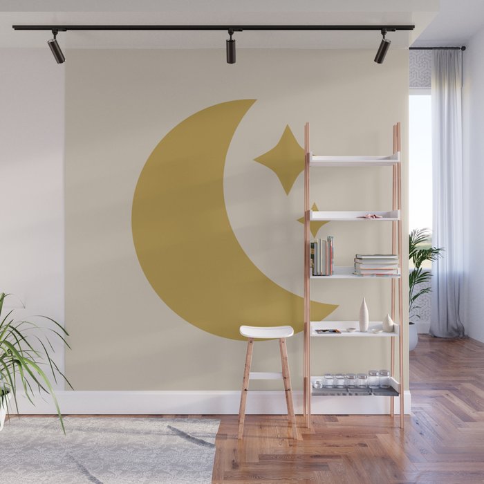 Moon & Stars - Gold Wall Mural Gallery Image 1