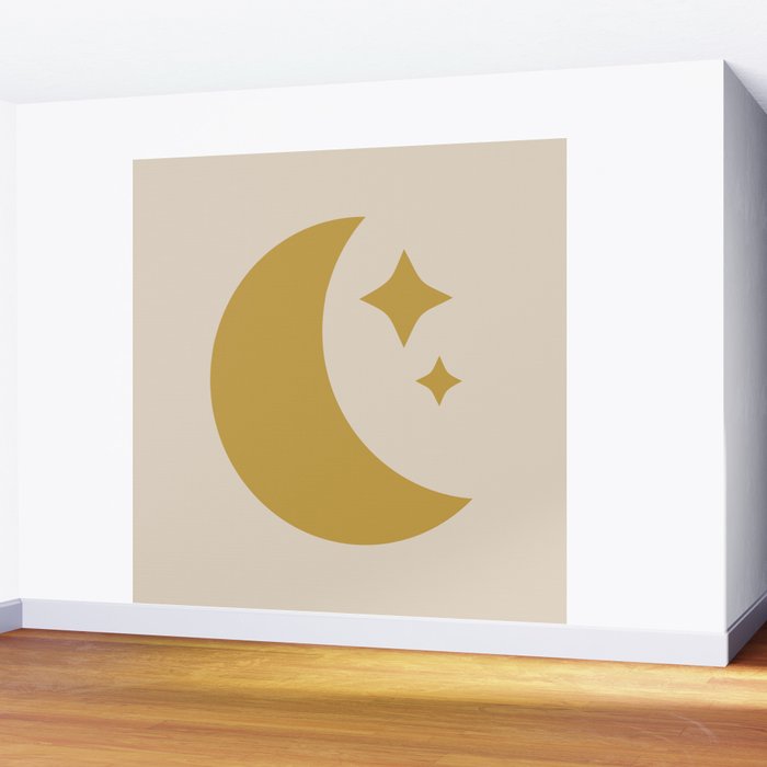 Moon & Stars - Gold Wall Mural Gallery Image 2