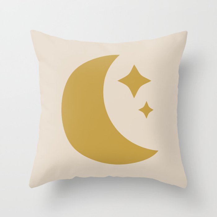Moon & Stars - Gold Throw Pillow Gallery Image 6