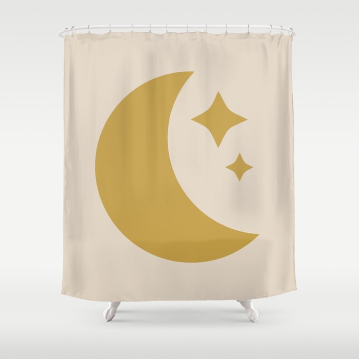 Moon & Stars - Gold Shower Curtain Gallery Image 1