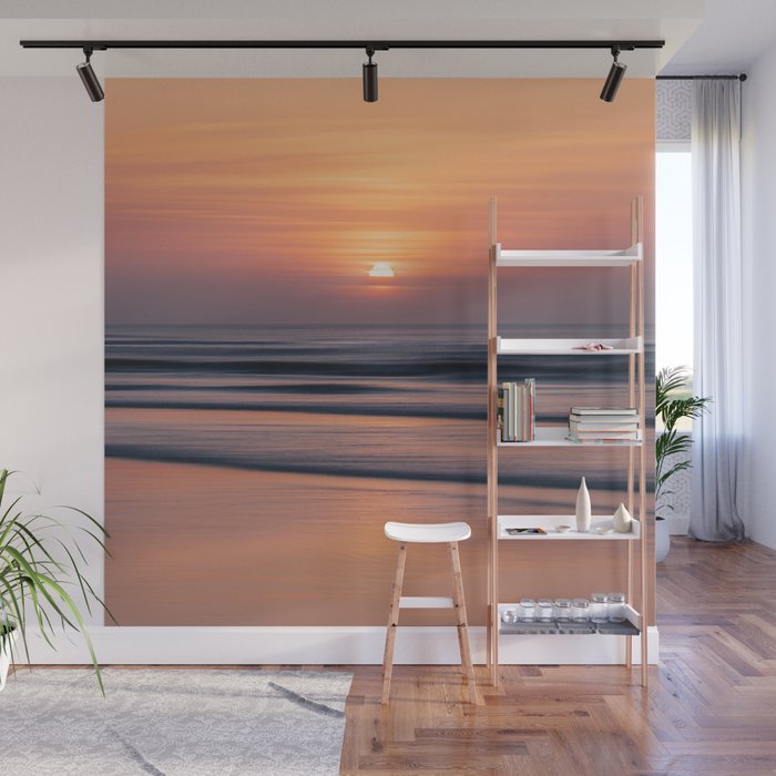 Calm Pastel Sunset Over Ocean Coastal Wall Art Photography Wall Mural Gallery Image 1