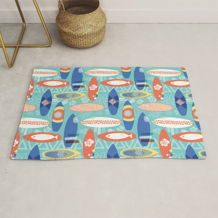 Vintage Surfboards Pattern Rug Gallery Image 1