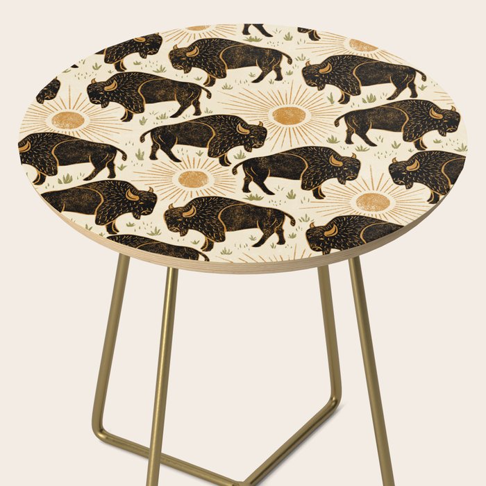 Bison - black, gold, moss green, and cream Side Table Gallery Image 2