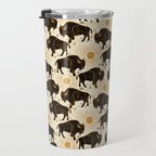 Bison - black, gold, moss green, and cream Travel Mug Gallery Image 3