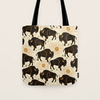 Bison - black, gold, moss green, and cream Tote Bag Gallery Image 1