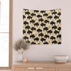 Bison - black, gold, moss green, and cream Wall Tapestry Gallery Image 2