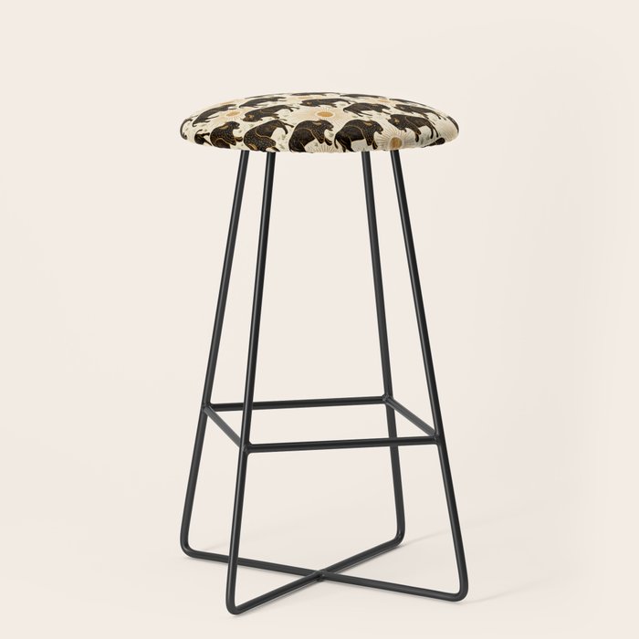 Bison - black, gold, moss green, and cream Stool Gallery Image 1