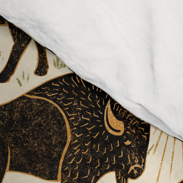Bison - black, gold, moss green, and cream Comforter Gallery Image 4
