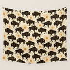 Bison - black, gold, moss green, and cream Wall Tapestry Gallery Image 4