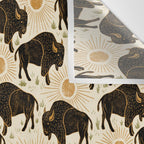 Bison - black, gold, moss green, and cream Wall Tapestry Gallery Image 3
