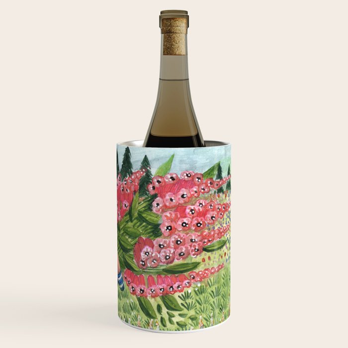Woman Picking Flowers in the Field Wine Chiller Gallery Image 3