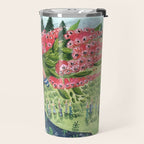 Woman Picking Flowers in the Field Travel Mug Gallery Image 2