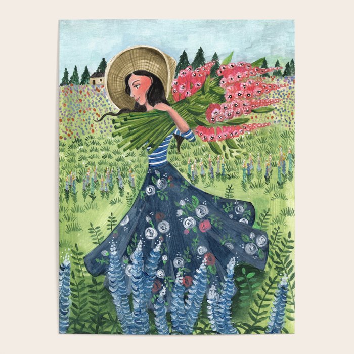 Woman Picking Flowers in the Field Poster Gallery Image 4