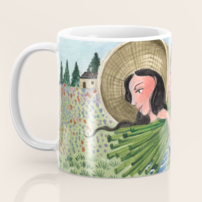 Woman Picking Flowers in the Field Coffee Mug Gallery Image 3