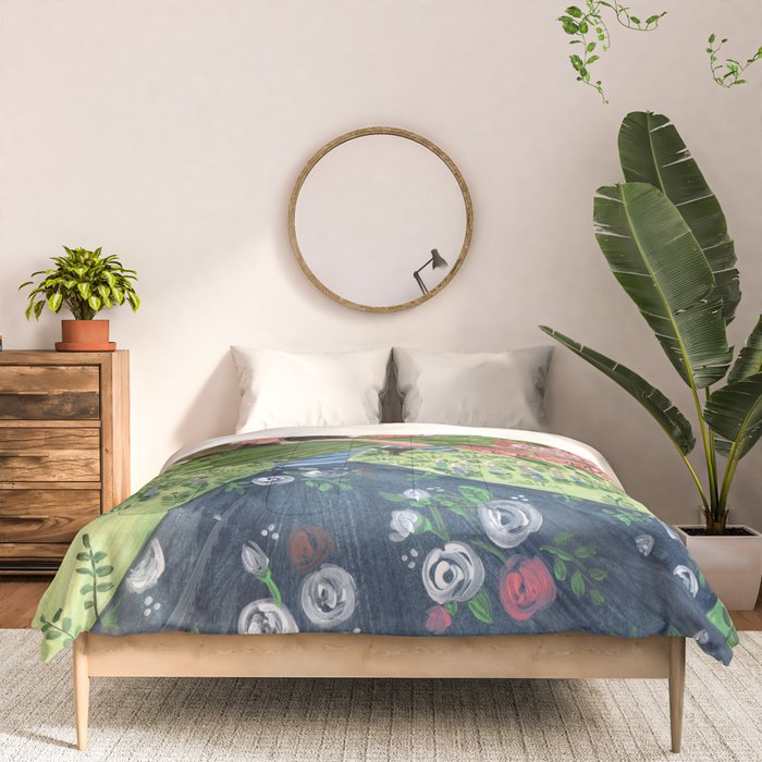 Woman Picking Flowers in the Field Comforter Gallery Image 3