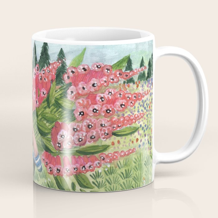 Woman Picking Flowers in the Field Coffee Mug Gallery Image 1
