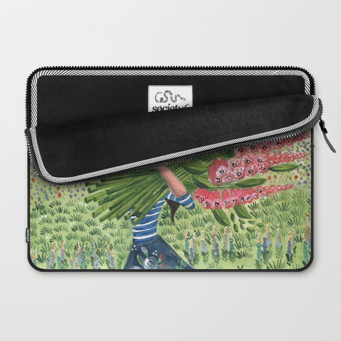Woman Picking Flowers in the Field Laptop Sleeve Gallery Image 2