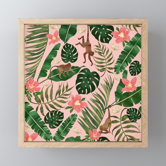 Tropical Garden - Pink Mini Art Print Gallery Image 1