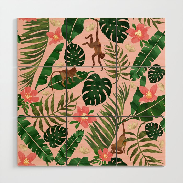 Tropical Garden - Pink Wood Wall Art Gallery Image 1