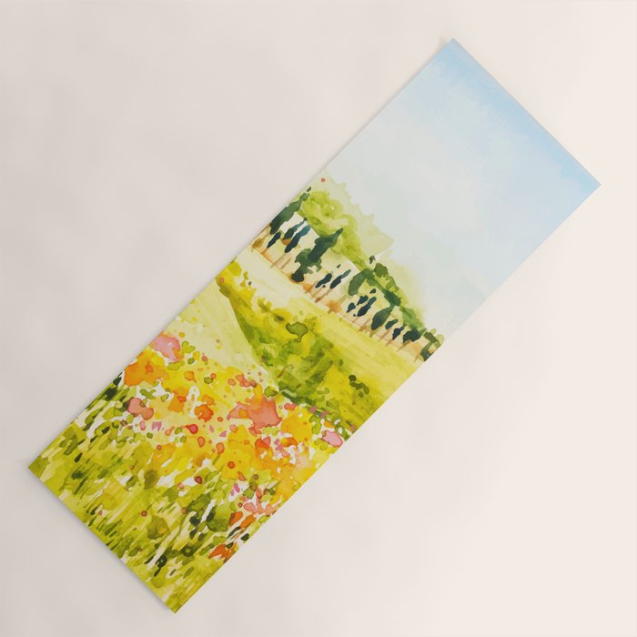 Watercolor Landscape Yoga Mat Gallery Image 1