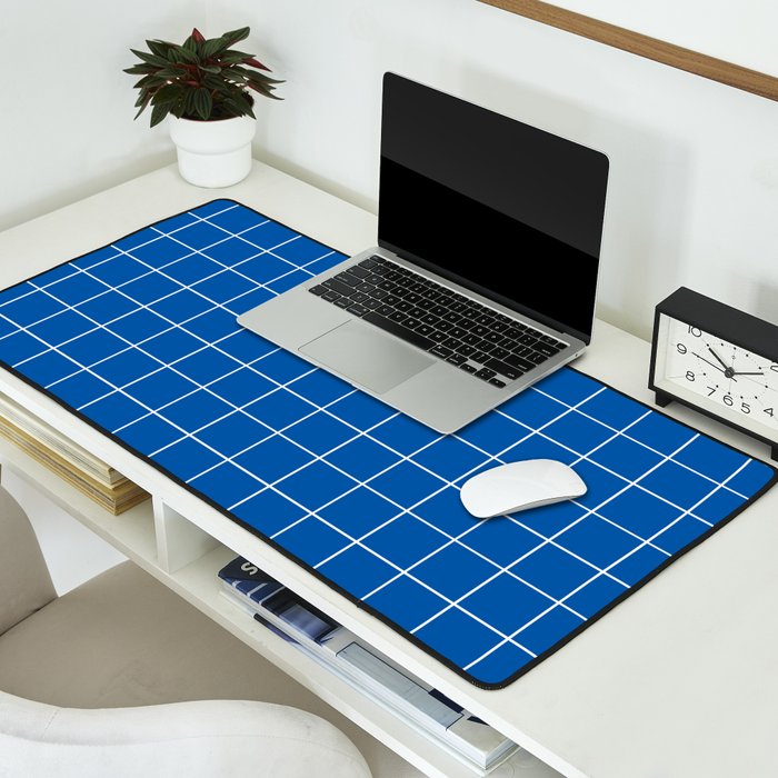 Grid (Sapphire Blue) Desk Mat Gallery Image 2