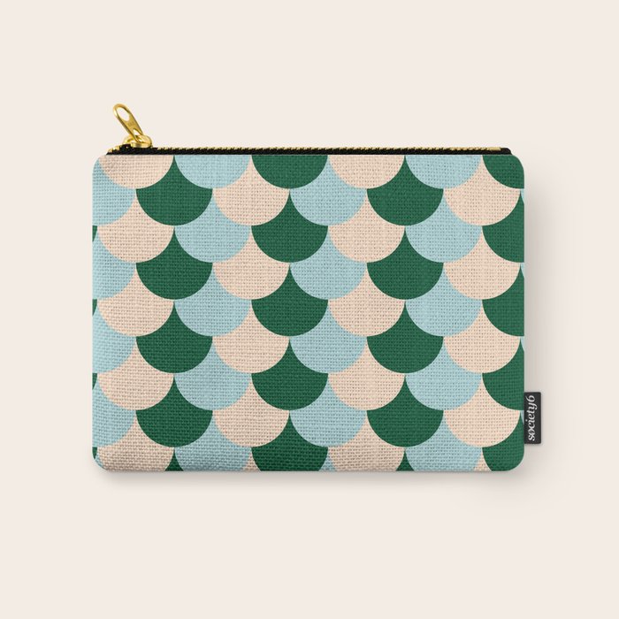 Scale Pattern / Art-deco - Light blue, Green and Cream Carry All Pouch Gallery Image 1